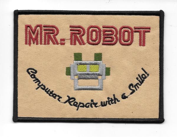 Mr. Robot TV Series Computer Repair With A Smile Logo Embroidered Tan Patch NEW picture