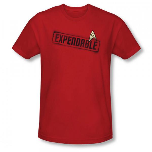 Star Trek The Original Series Security Red Shirt Expendable Logo T-Shirt picture