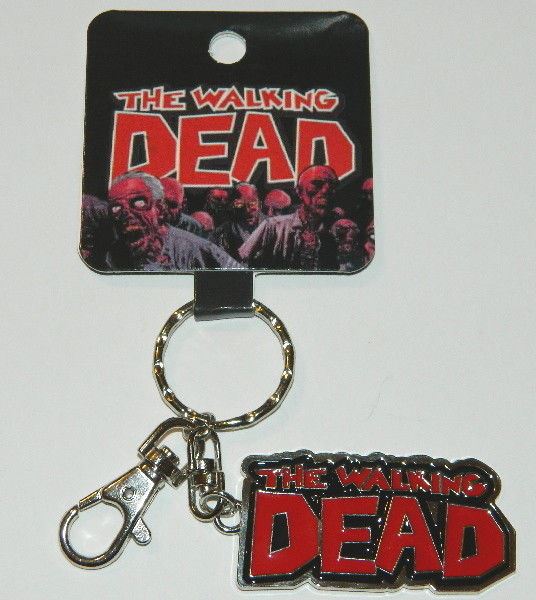 The Walking Dead Name Logo Red and Silver Toned Metal Keyfob KeyChain NEW UNUSED picture