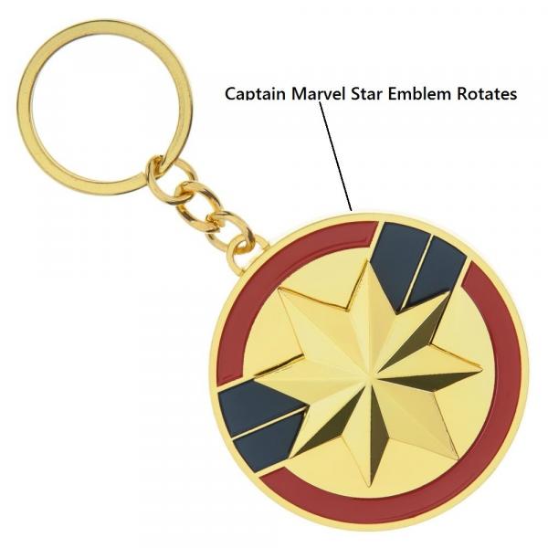 Captain Marvel Movie Star Logo Rotating Metal Key Ring Key Chain NEW UNUSED