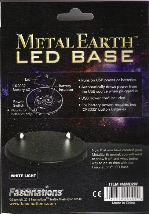 Fascinations Metal Earth White LED Base Display Stand For Models And Toys, NEW