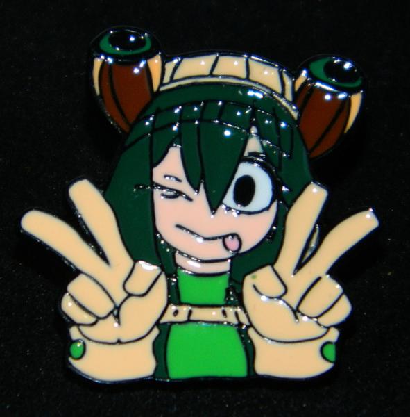 My Hero Academia Anime Tsuyu Asui Victory Sign Image Metal Enamel Pin NEW UNUSED