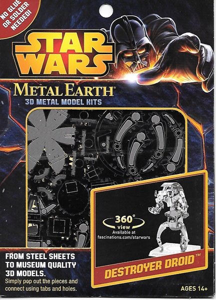 Star Wars Destroyer Droid Metal Earth 3-D Laser Cut Steel Model Kit #MMS255 NEW