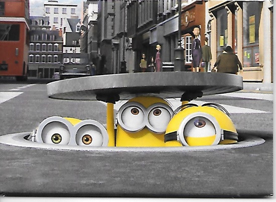 Minions Movie Stuart Kevin and Bob Under Manhole Cover Refrigerator Magnet NEW picture