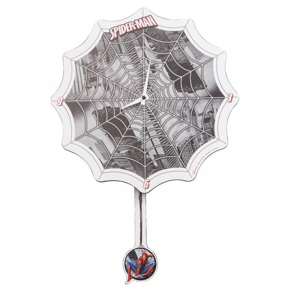 The Amazing Spider-Man Web with Pendulum Cordless Wooden Wall Clock NEW SEALED