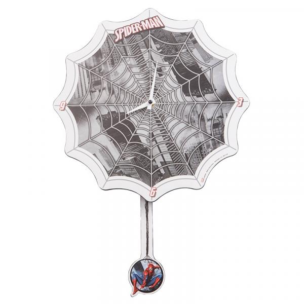 The Amazing Spider-Man Web with Pendulum Cordless Wooden Wall Clock NEW SEALED picture