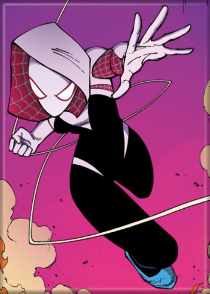 Marvel Comics Spider Gwen on Pink Gwen Stacy as Spider Woman Fridge Magnet NEW picture