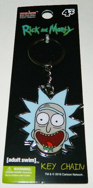 Rick and Morty Animated TV Series Ricks Head Colored Metal Key Ring KeyChain NEW