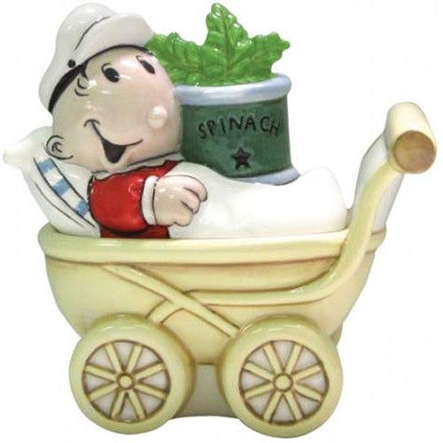 Popeye's Son Sweet Pea In A Stroller Ceramic Salt and Pepper Shakers Set, NEW picture