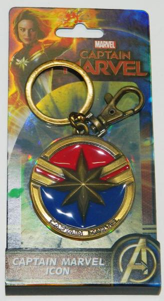 Marvel Comics Captain Marvel Logo Colored Pewter Key Ring Key Chain NEW UNUSED