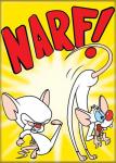 Pinky and the Brain Animated Series Narf Brain Kicking Pinky Refrigerator Magnet