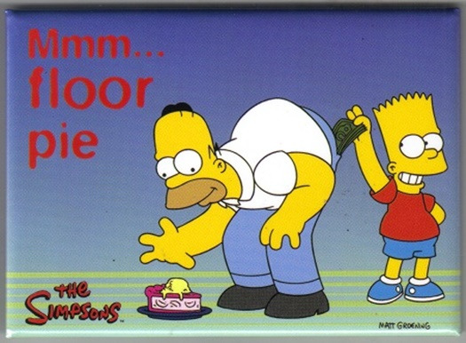 The Simpsons Homer and Bart, Homer Saying Mmm... floor pie Magnet, NEW UNUSED picture