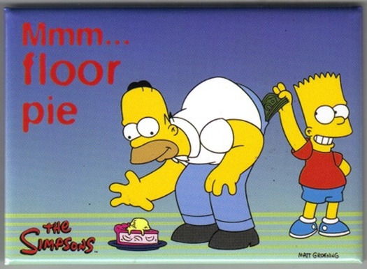 The Simpsons Homer and Bart, Homer Saying Mmm... floor pie Magnet, NEW UNUSED