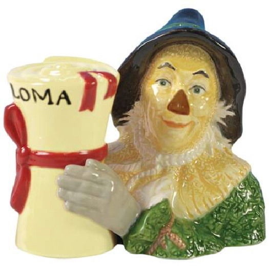 The Wizard of Oz Scarecrow and Diploma Ceramic Salt and Pepper Shakers Set BOXED picture