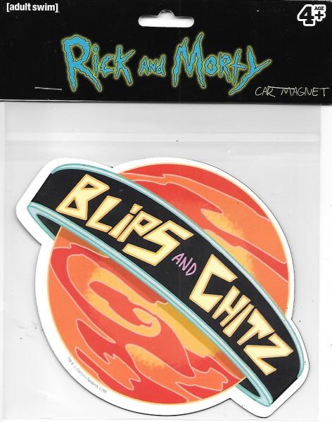 Rick and Morty TV Series Blips and Chitz Logo Image Car Magnet NEW UNUSED