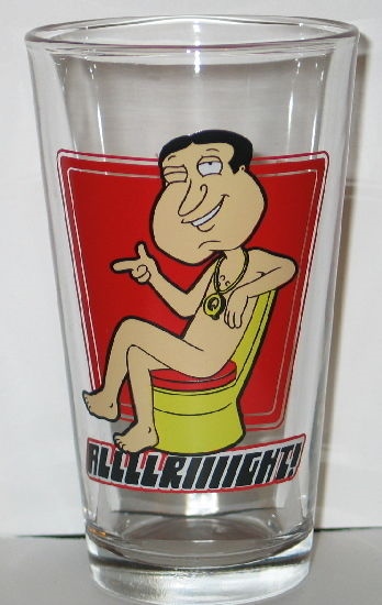 The Family Guy Quagmire Allllriiiight! Illustrated Pint Glass, NEW UNUSED picture