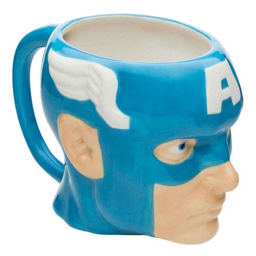 Marvel Comics Captain America Sculpted Face 18 oz Ceramic Coffee Mug, NEW UNUSED