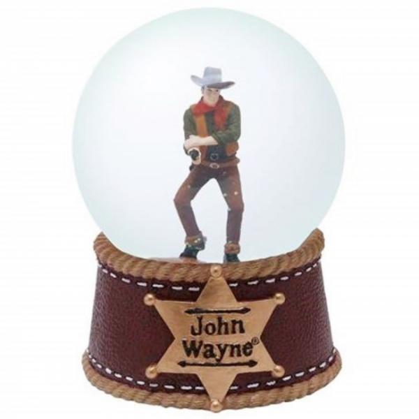 John Wayne Standing Western Figure Firing Pistol 85mm Water Globe, UNUSED BOXED