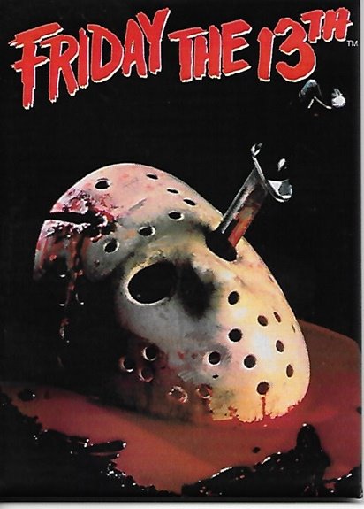 Friday the 13th Movie Hockey Mask with Blood & Knife Refrigerator Magnet UNUSED