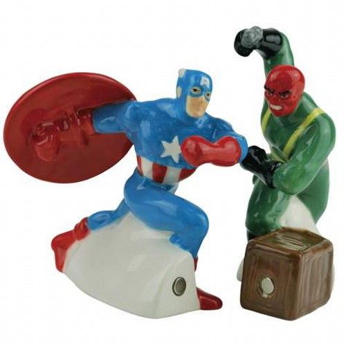 Captain America and the Red Skull Ceramic Salt and Pepper Shakers Set NEW UNUSED