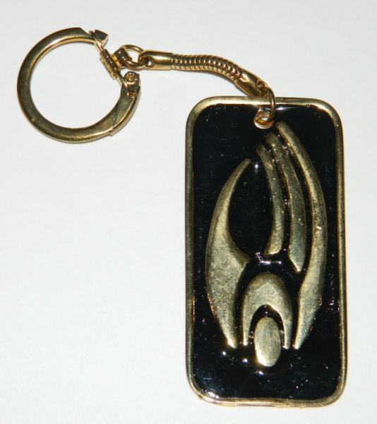 Star Trek The Next Generation Borg Logo Large Black and Gold Toned Key Chain NEW picture