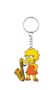 The Simpsons Lisa with a Saxophone 3-D PVC Figural Key Chain NEW UNUSED