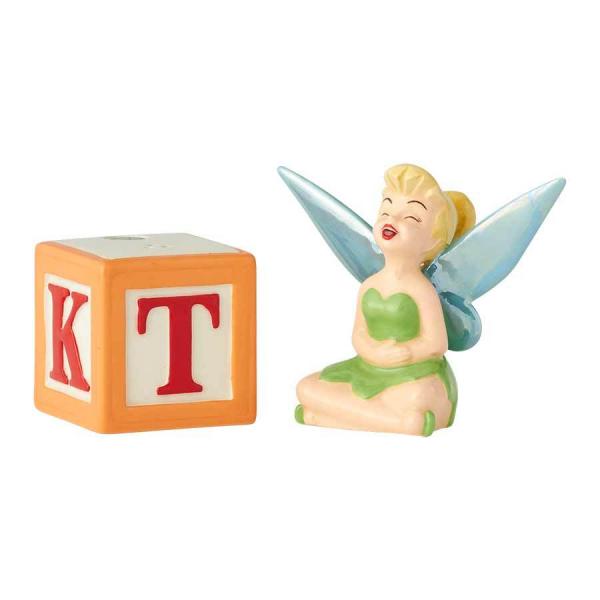 Walt Disney Tinker Bell Laughing Ceramic Salt and Pepper Shakers Set NEW UNUSED