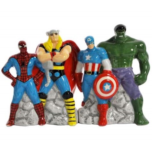 Marvel Comics Superheroes Ceramic Salt and Pepper Shakers Set, NEW UNUSED picture