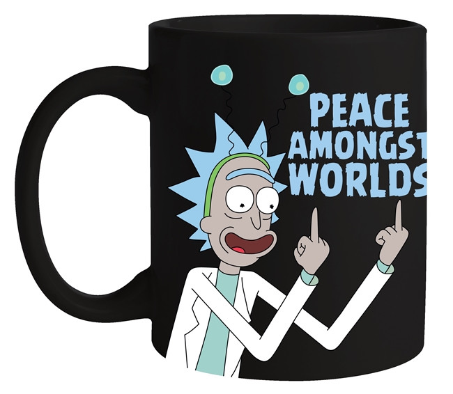 Rick and Morty Rick Peace Among Worlds 12 oz. Ceramic Coffee Mug NEW BOXED picture