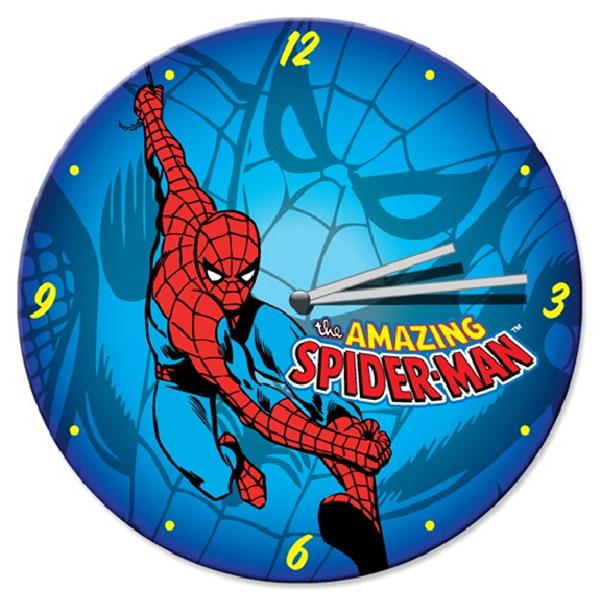 The Amazing Spider-Man Swinging Cordless Wooden Wall Clock 13.5" Wide NEW SEALED picture