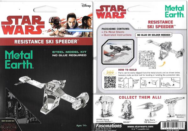 Star Wars The Last Jedi Resistance Ski Speeder Vehicle Metal Earth Model Kit NEW