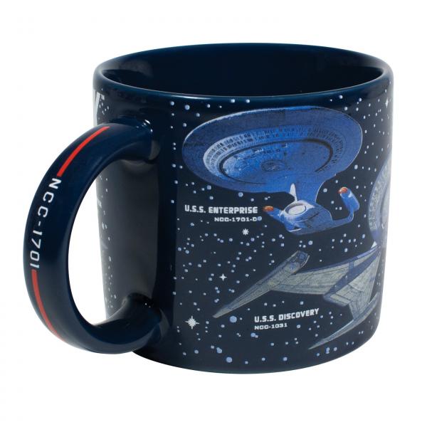 Starships of Star Trek Television Black Ceramic Wrap-Around Design 12 oz Mug NEW picture