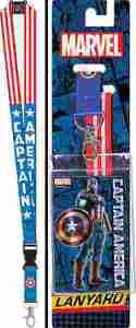 Captain America Red White Blue Shield Logo Lanyard with Logo Badge Holder UNUSED