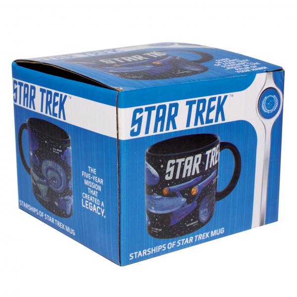 Starships of Star Trek Television Black Ceramic Wrap-Around Design 12 oz Mug NEW picture