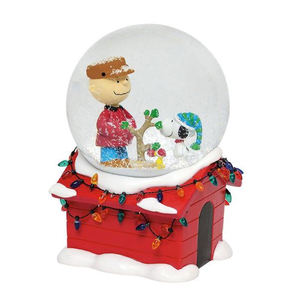 Peanuts Charlie Brown Snoopy Christmas Musical 7" Water Globe NEW BOXED