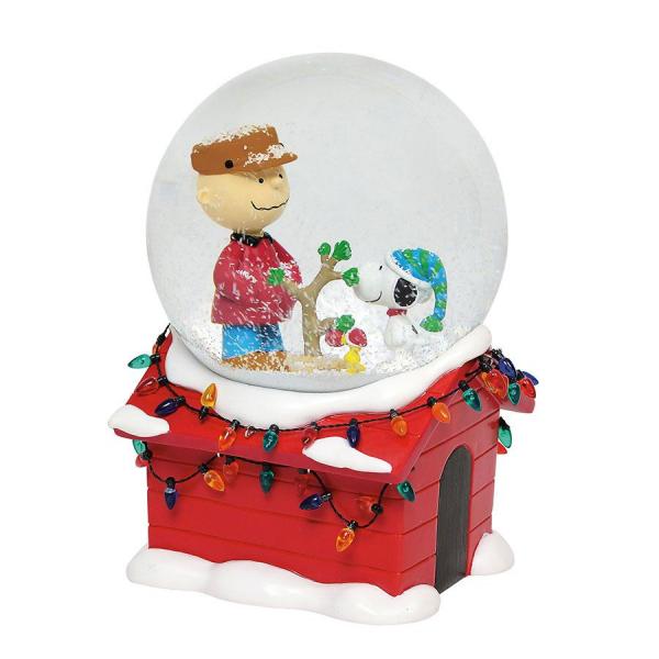 Peanuts Charlie Brown Snoopy Christmas Musical 7" Water Globe NEW BOXED picture