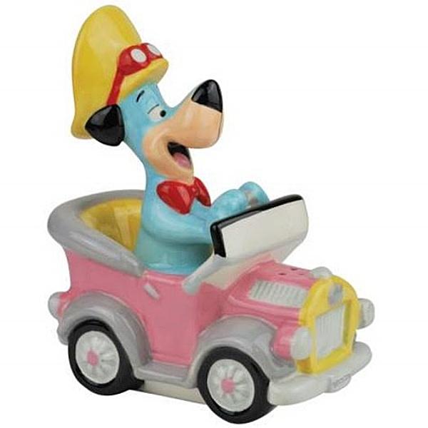 Huckleberry Hound in His Car Ceramic Salt and Pepper Shakers Set, NEW BOXED picture