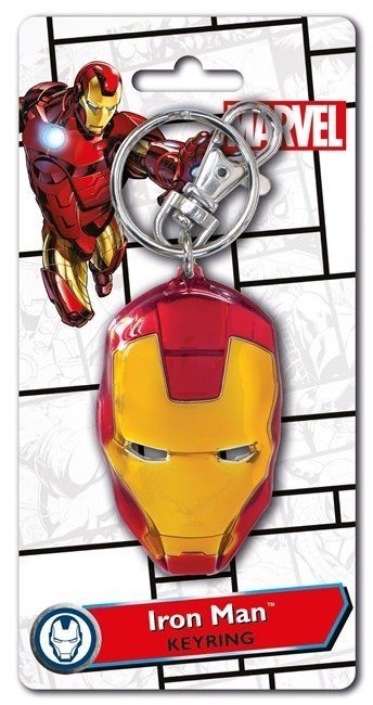 Marvel Comics Iron Man Mask Face Colored Pewter Key Ring Keychain, NEW UNUSED picture