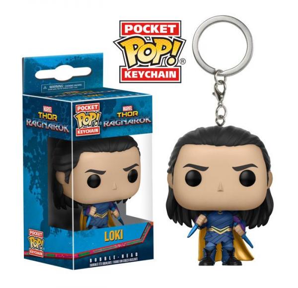 Marvels Thor Ragnarok Movie Loki Pocket Pop! Bobble-Head Key Chain Key Ring NEW
