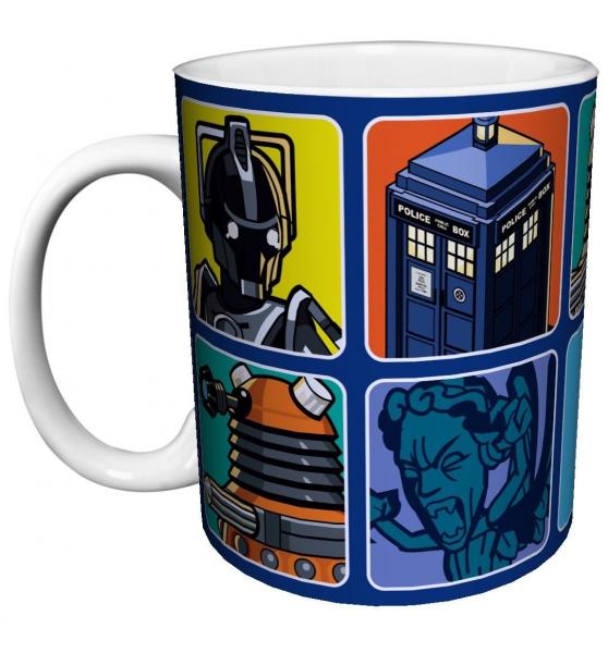 Doctor Who Cartoons Comic Art Squares 11 oz. Ceramic Coffee Mug, NEW UNUSED #717 picture