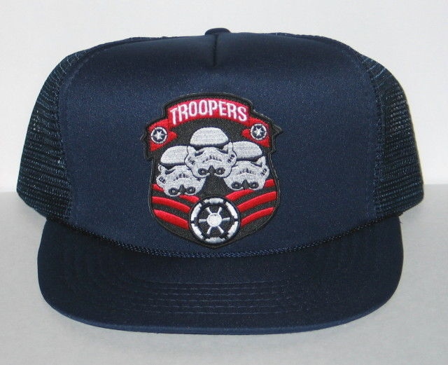 Star Wars Storm Trooper Logo Banner Patch on a Black Baseball Cap Hat NEW