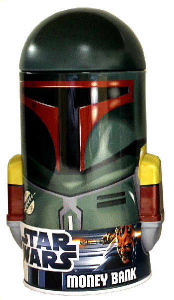 Classic Star Wars Movies Boba Fett Character Head Shaped Tin Coin Bank 2013 NEW UNUSED picture