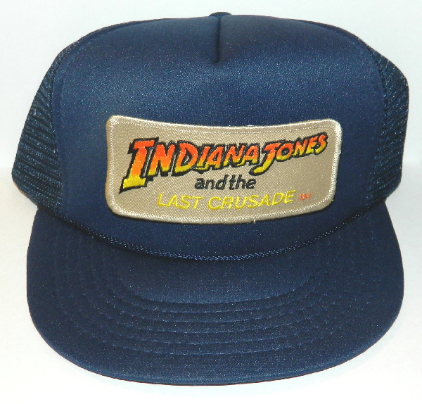 Indiana Jones and the Last Crusade Movie Logo Patch on a Black Baseball Cap Hat picture