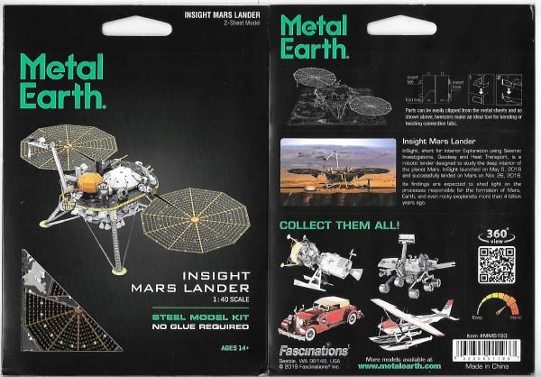 NASA Insight Mars Lander Metal Earth Steel Model Kit NEW SEALED #MMS193 picture