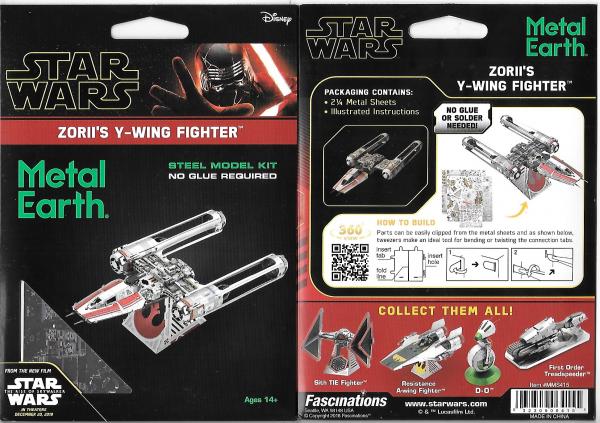 Star Wars Zorii's Y-Wing Fighter Metal Earth 3D Laser Cut Steel Model Kit SEALED picture