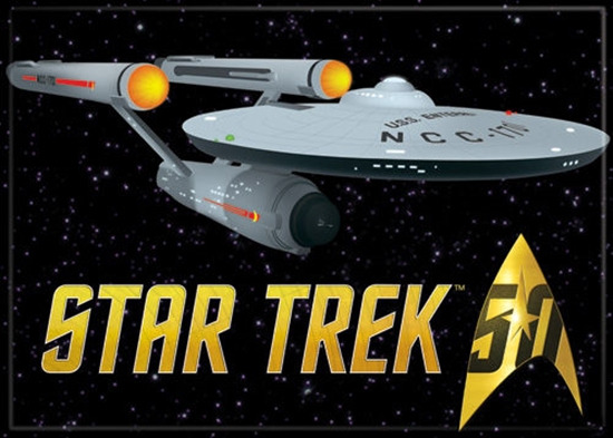 Star Trek 50 Years Logo and The Original TV Series Enterprise Magnet, NEW UNUSED