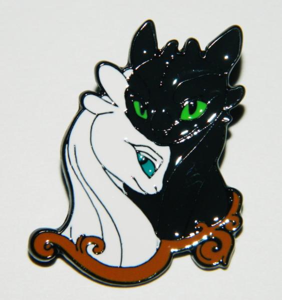 How To Train Your Dragon Light Fury and Toothless Die-Cut Metal Enamel Pin NEW