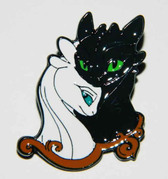 How To Train Your Dragon Light Fury and Toothless Die-Cut Metal Enamel Pin NEW picture