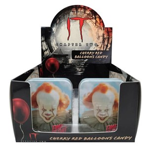 It! The Movie PennyWise Red Balloon Shaped Candy Embossed Metal Tin Box of 12 picture