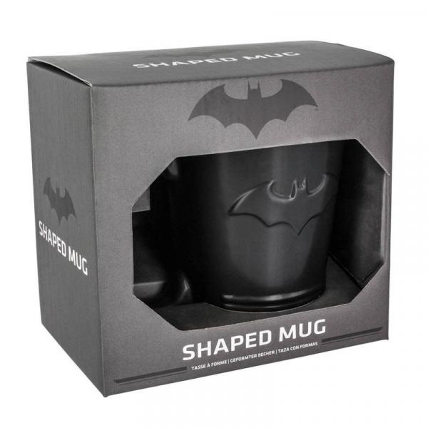 Batman Bat Chest Logo Black Shaped Embossed 18 oz Ceramic Coffee Mug NEW UNUSED picture